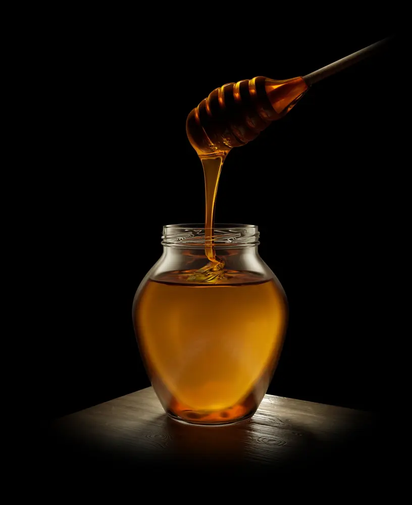 honey black background